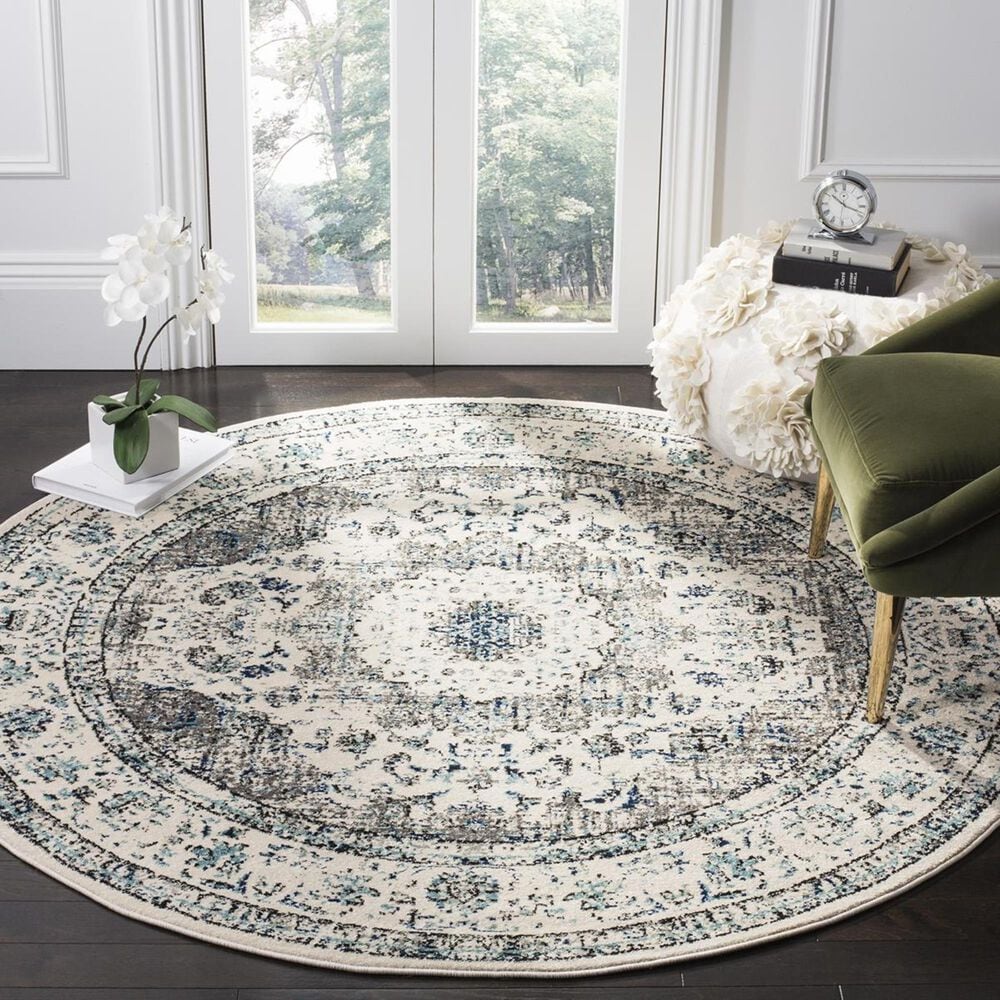 Safavieh Evoke EVK220D-5R 5"1" Round Grey/Ivory Area Rug, , large