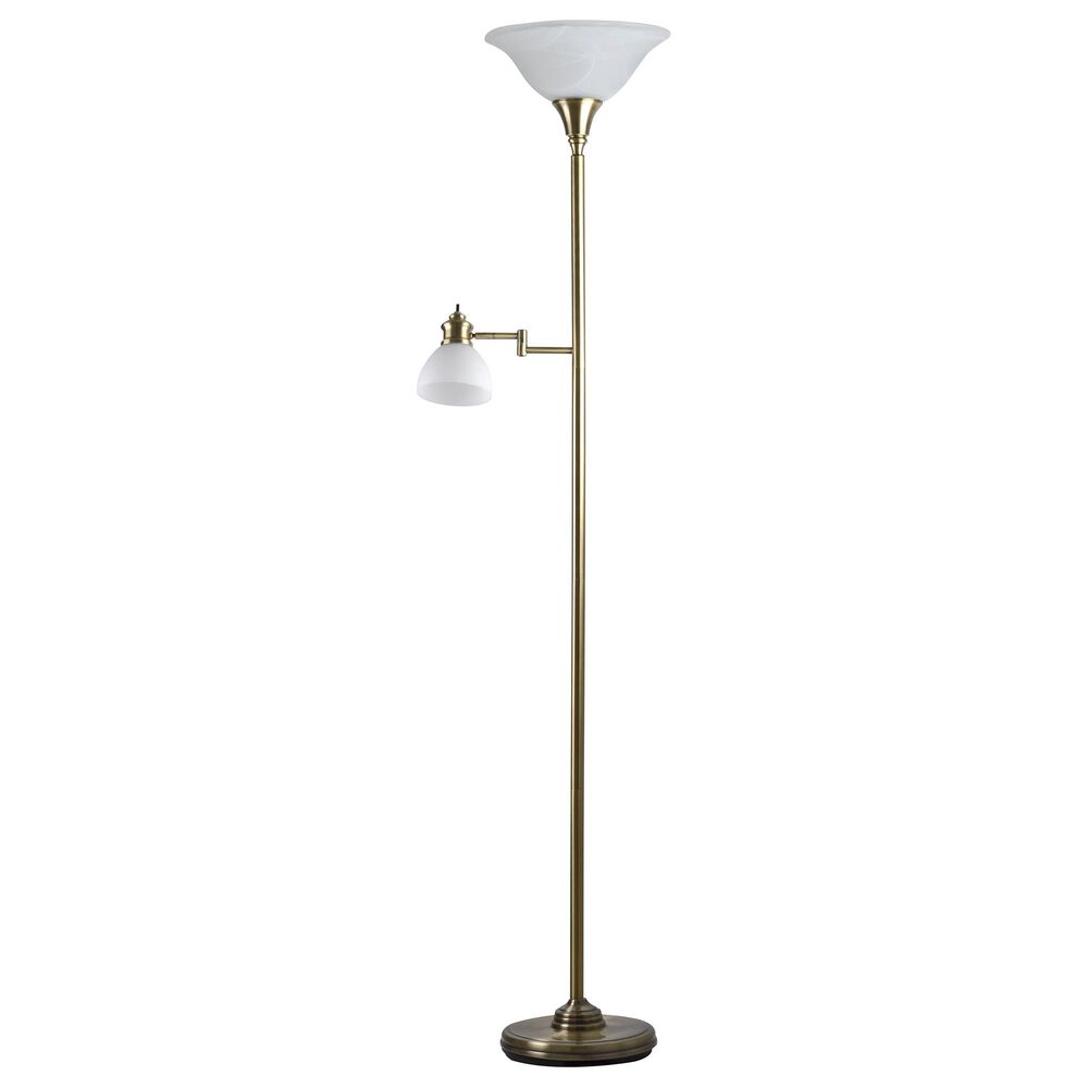 Adesso Aaron Torchiere in Antique Brass, , large