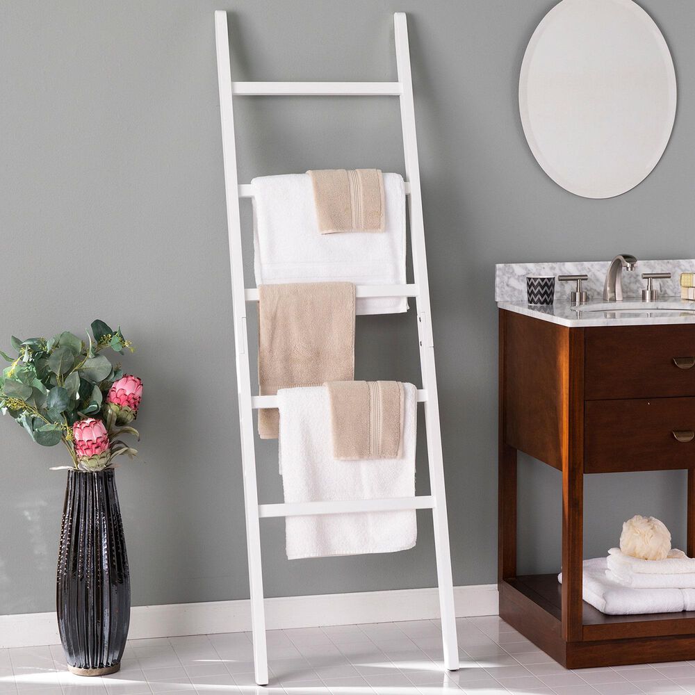Southern Enterprises Blaindon Leaning Ladder Rack in White, , large