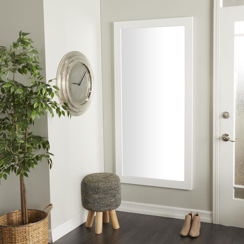 Maple and Jade 65&quot; Wood Rectangular Minimalistic Wall Mirror in Matte White, , large
