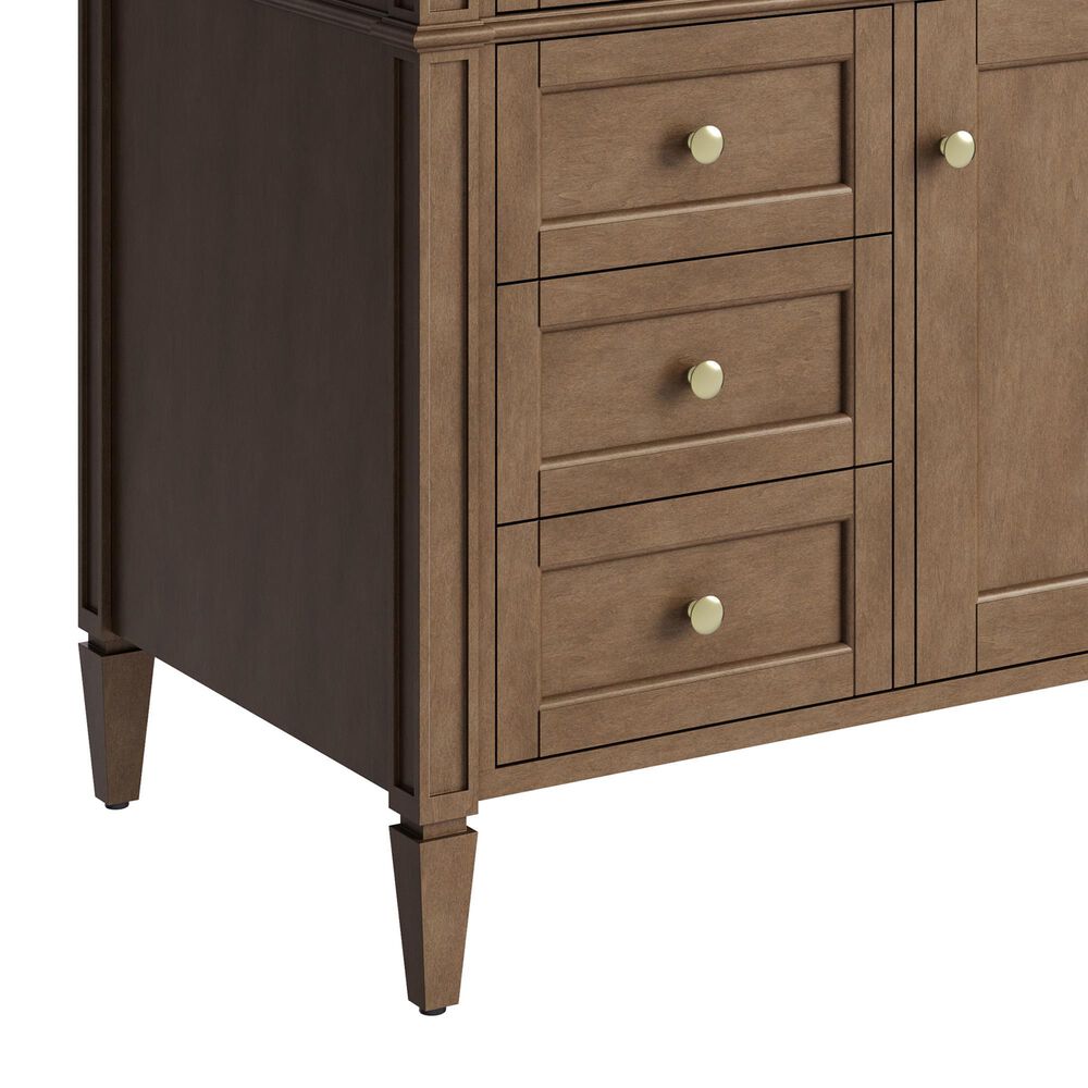 James Martin Brittany 48" Single Bathroom Vanity in Pecan with Single Hole 3 cm White Zeus Silestone Top and Rectangular Sink, , large
