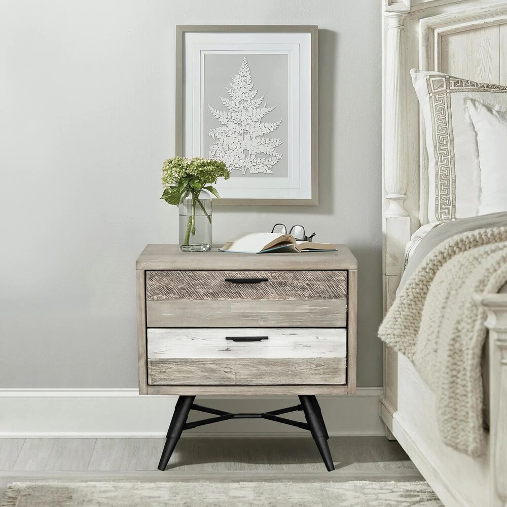 Blue River Bridges 2-Drawer Nightstand in Natural and Gray, , large