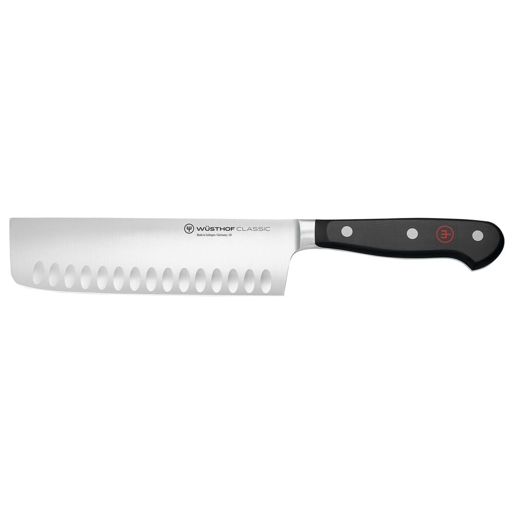 Wusthof Classic 7" Hollow Edge Nakiri Knife in Stainless Steel and Black, , large