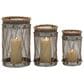 Maple and Jade Decorative Indoor/Outdoor Candle Lantern in Galvanized Silver and Brown (Set of 3), , large