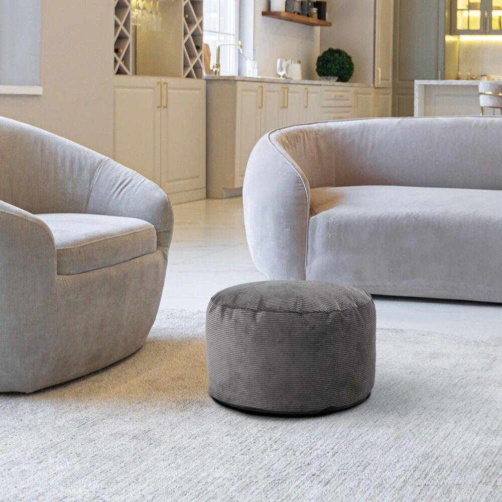 Howard Elliott Pana Short Pouf in Charcoal, , large
