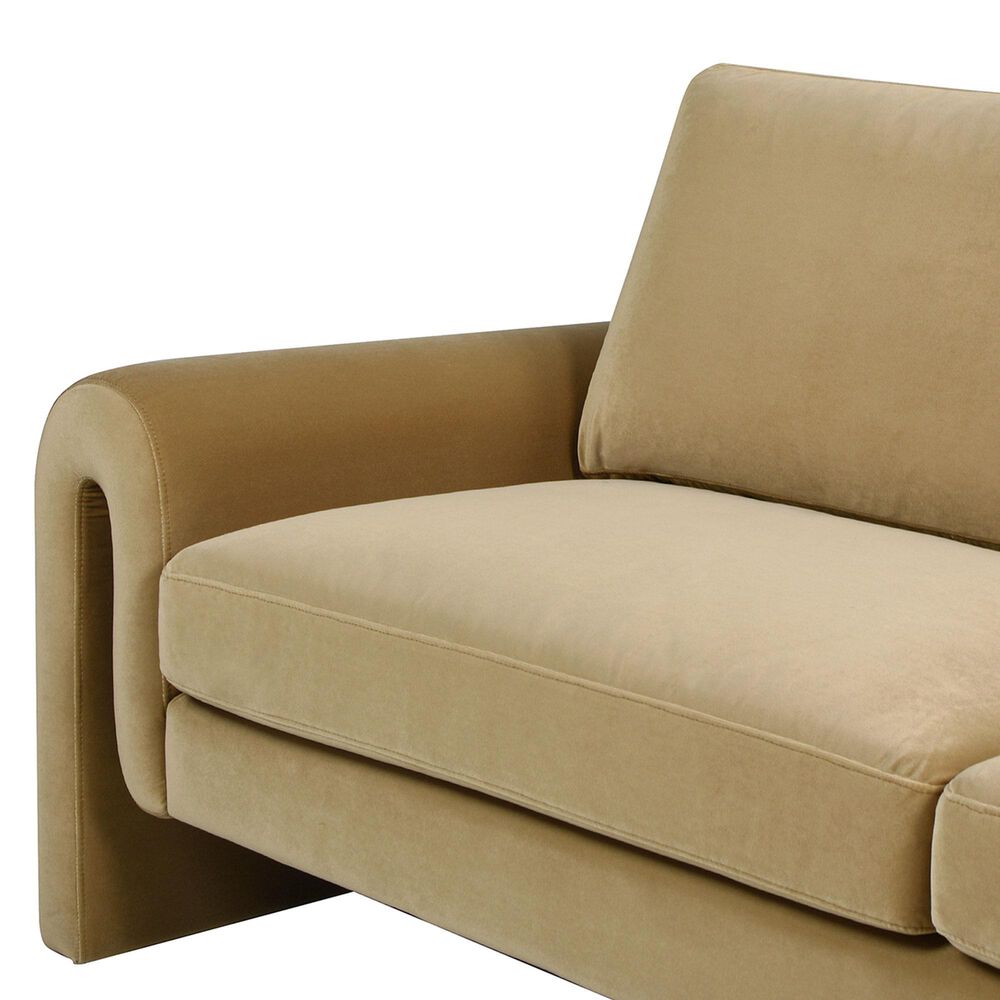 Jennifer Taylor Home Mason Stationary Sofa in Camel Brown Beige Velvet, , large