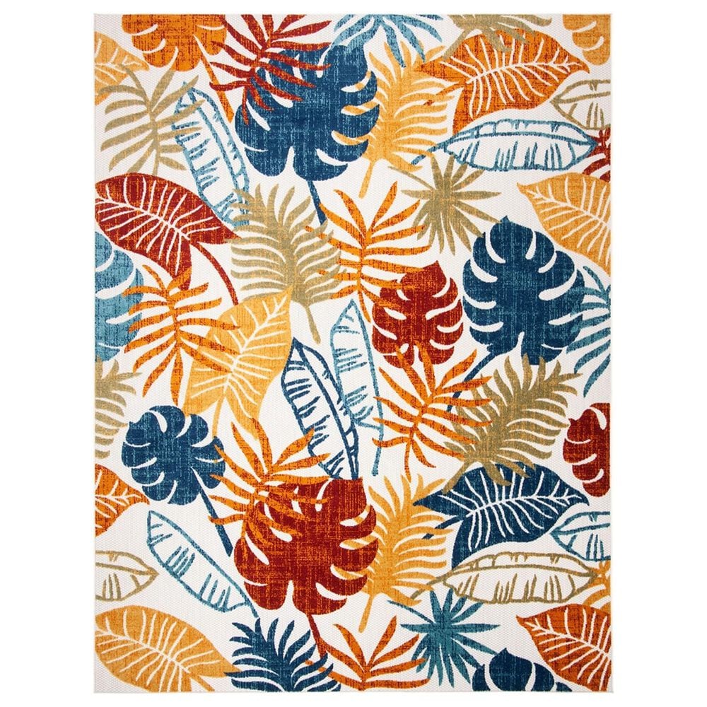 Safavieh Cabana CBN831A 9" x 12" Creme and Red Indoor/Outdoor Area Performance Rug, , large