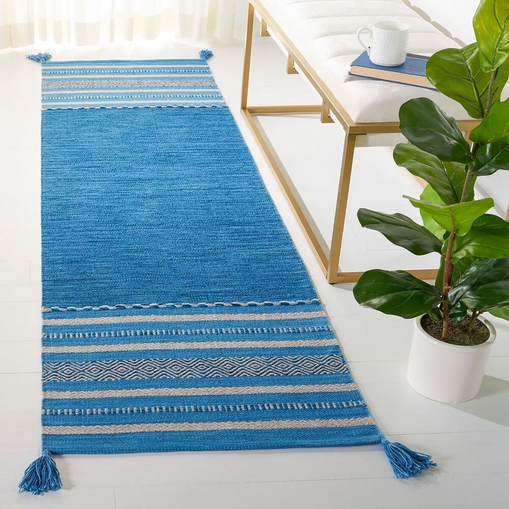 Safavieh Montauk MTK215M 2&#39;6&quot; x 6&#39; Blue and Grey Runner, , large
