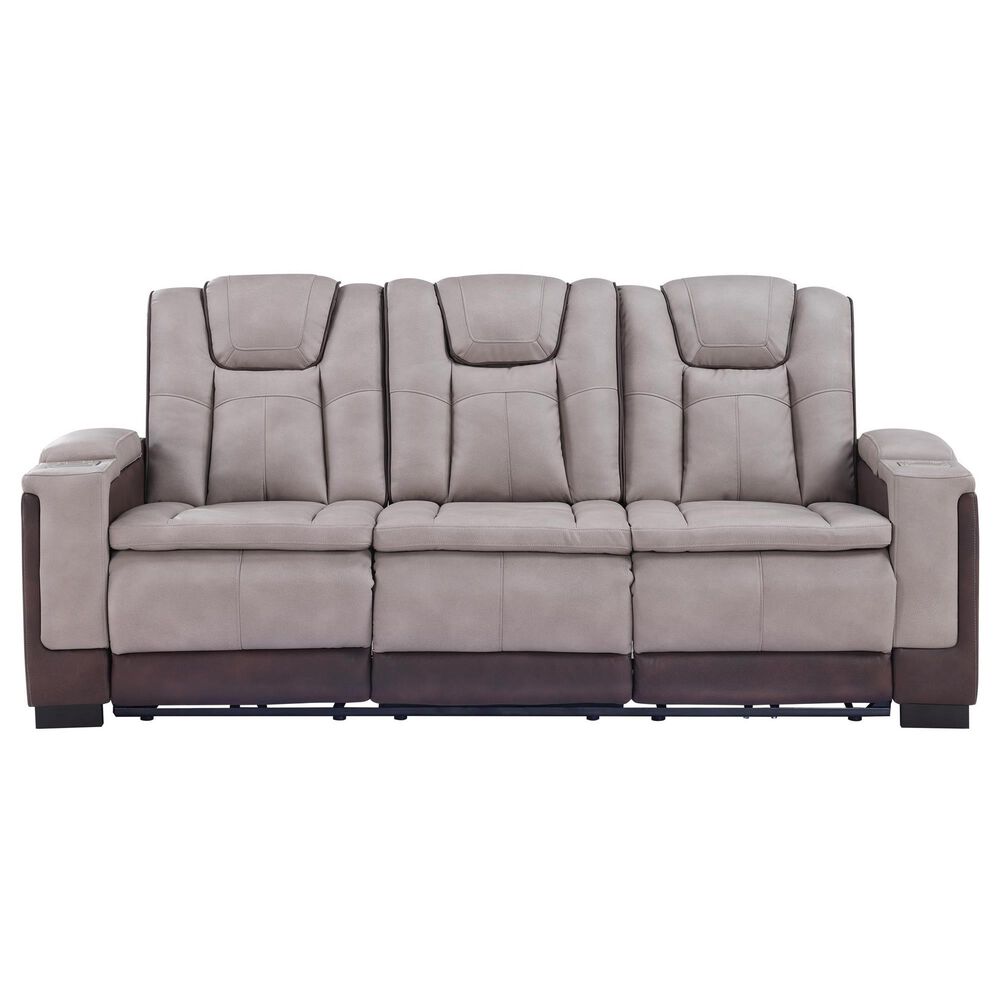 Titanic Furniture Power Reclining Sofa with Power Headrest in Brown, , large