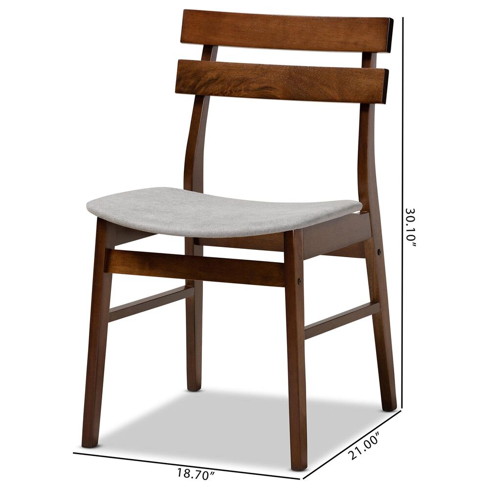 Baxton Studio Devlin Side Chair with Light Grey Cushion in Walnut Brown (Set of 4), , large
