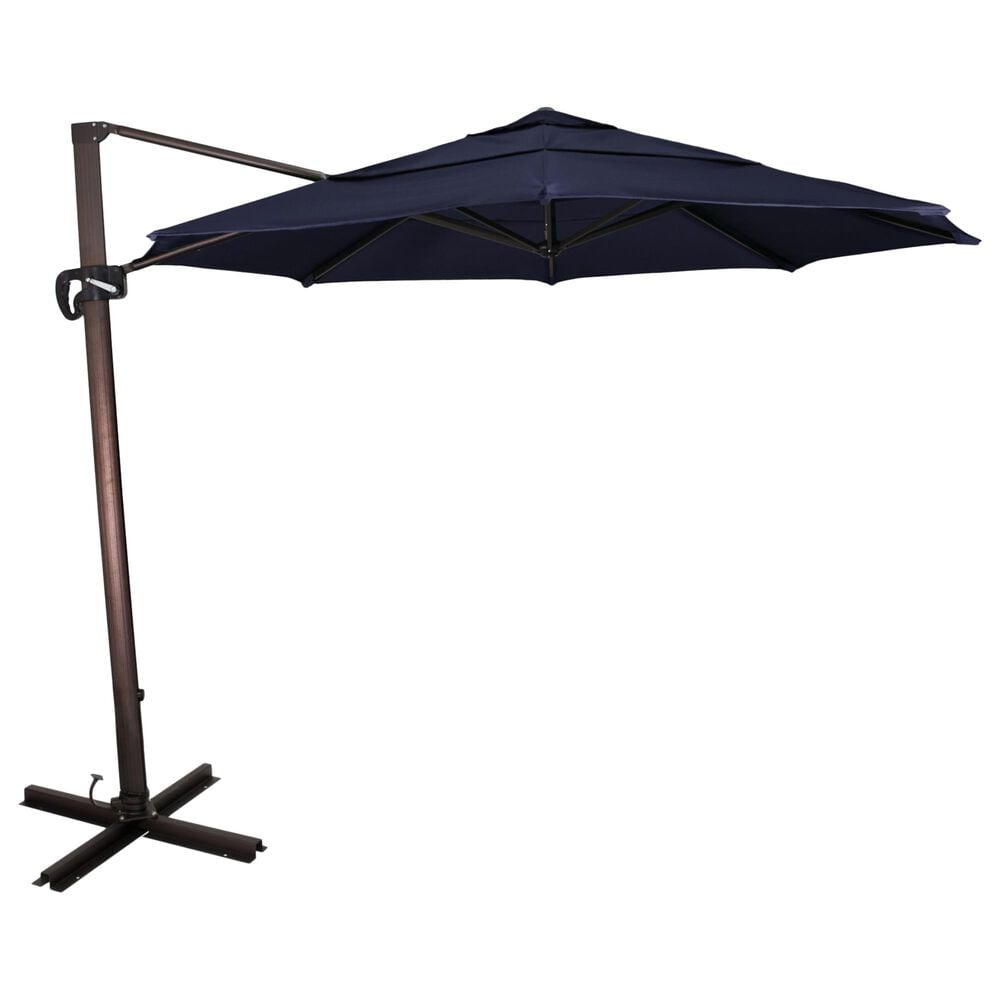California Umbrella Cali 11" Navy Cantilever Umbrella with Bronze Cross Base, , large