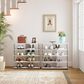 HOMLUX 5-Tier Shoe Rack in White Oak and Stainless Steel, , large