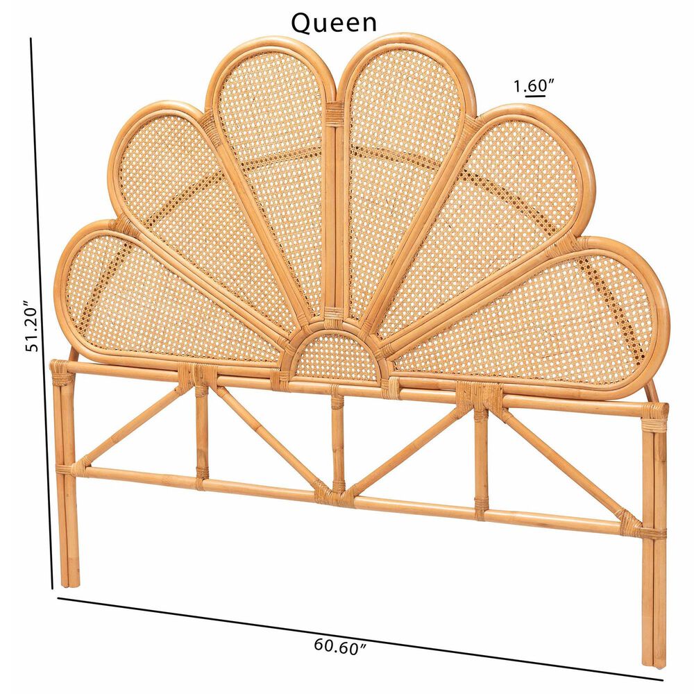 Baxton Studio Flower Modern King Headboard in Light Honey, , large