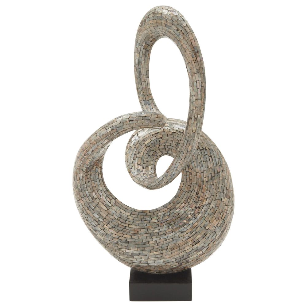 Maple and Jade 30" x 16" Abstract Mussel Shell Inlay Sculpture in Gray, , large