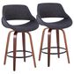 LumiSource Cosmo 30" Swivel Barstool with Grey Upholstery in Black (Set of 2), , large