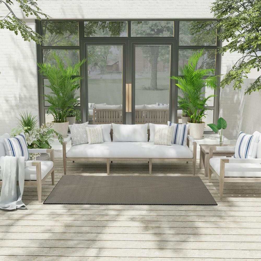 Nourison Courtyard Black and White 4&#39; x 6&#39; Indoor/Outdoor Area Rug, , large