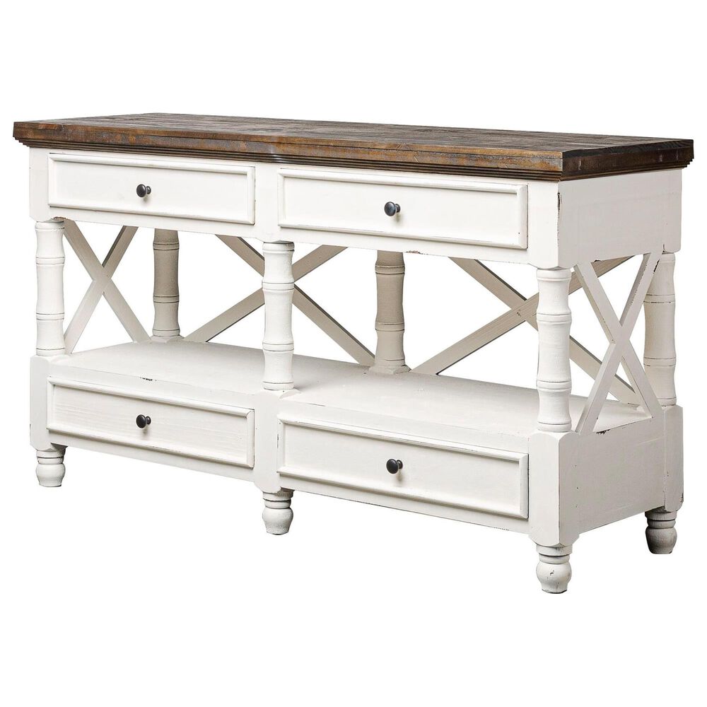 Rustic Root Console Table in White with Raftwood Top, , large