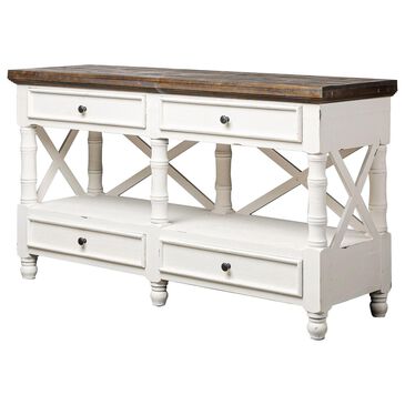 Rustic Root Console Table in White with Raftwood Top, , large