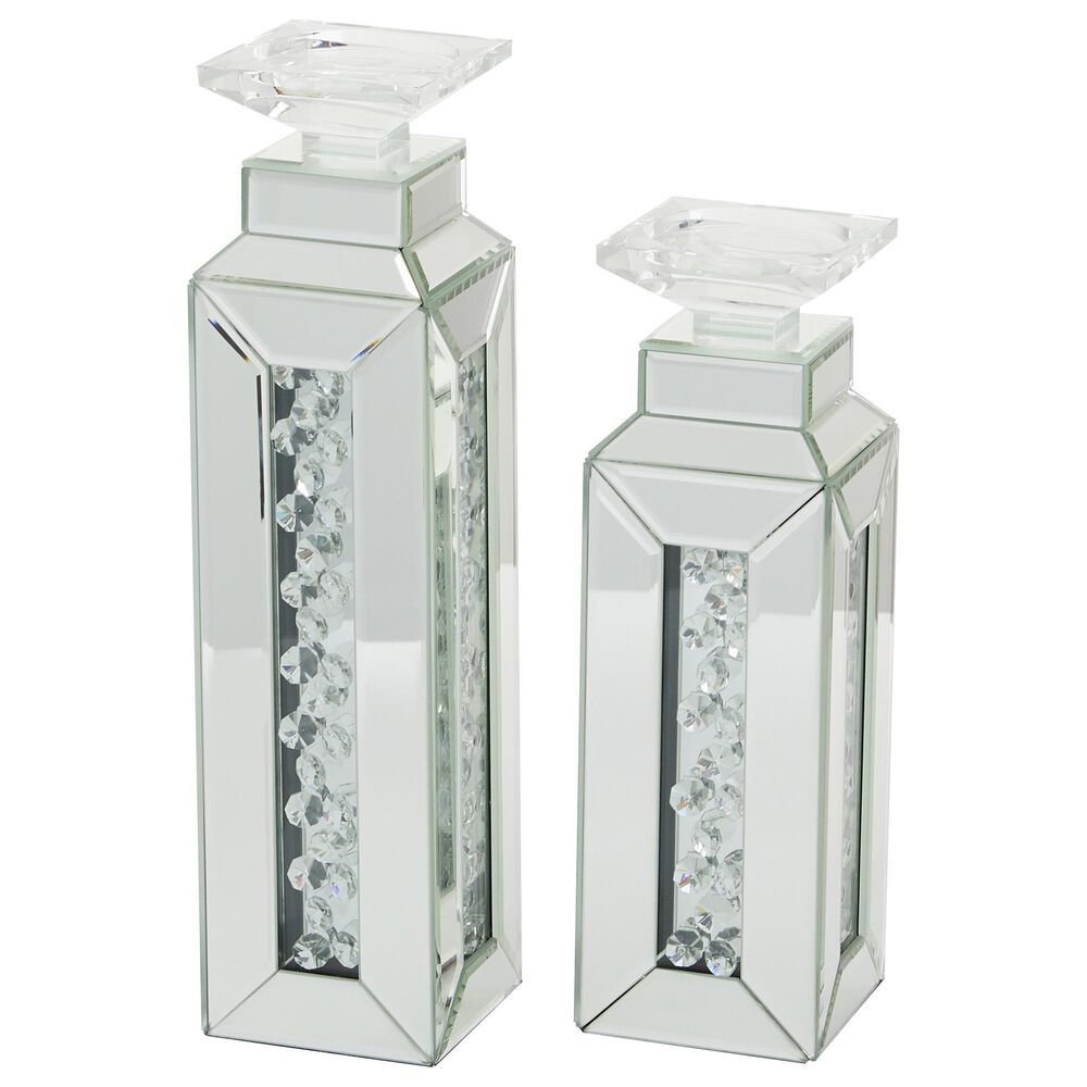 Maple and Jade Candle Holder in Silver and Glass (Set of 2) NFM