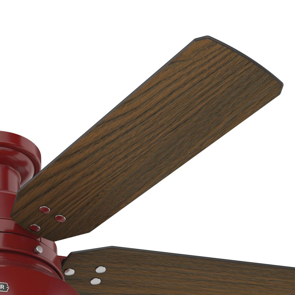 Hunter Mill Valley Low Profile 52&quot; Outdoor Ceiling Fan with Light in Barn Red, , large