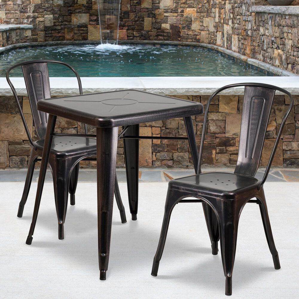 Flash Furniture 3-Piece Metal Table Set in Gold, , large