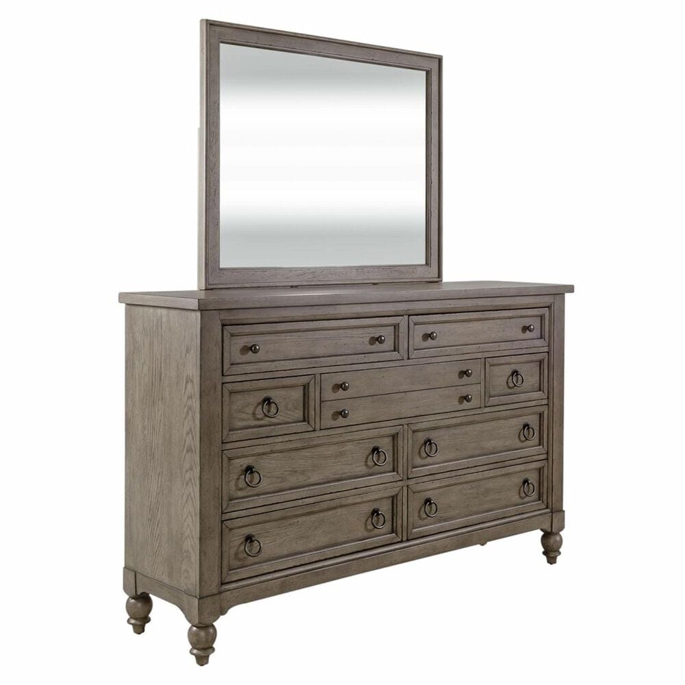Belle Furnishings Americana Farmhouse 9 Drawer Dresser and Mirror in Dusty Taupe and Black, , large