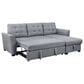 HOMLUX 90.5"W Linen Sleeper Sectional Sofa with Reversible Storage Chaise, in Light Grey, , large