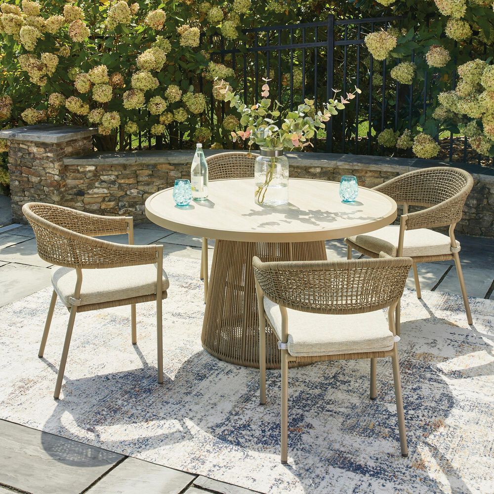 Ashley Orchard Beach 5-Piece Outdoor Dining Set in Beige, , large