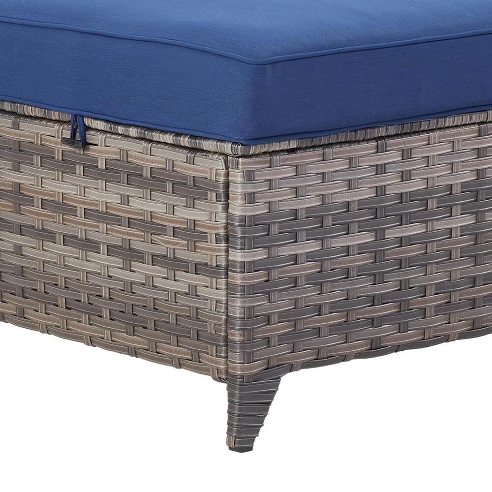 Sunwell Garden 13.7" Ottoman with Navy Cushion in Grey (Set of 2), , large