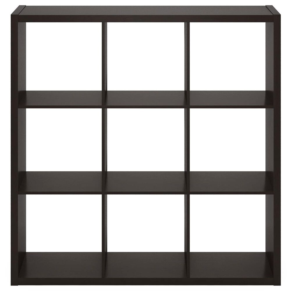 HOMLUX 9-Cube Reversible Open Back Bookshelf in Dark Oak, , large