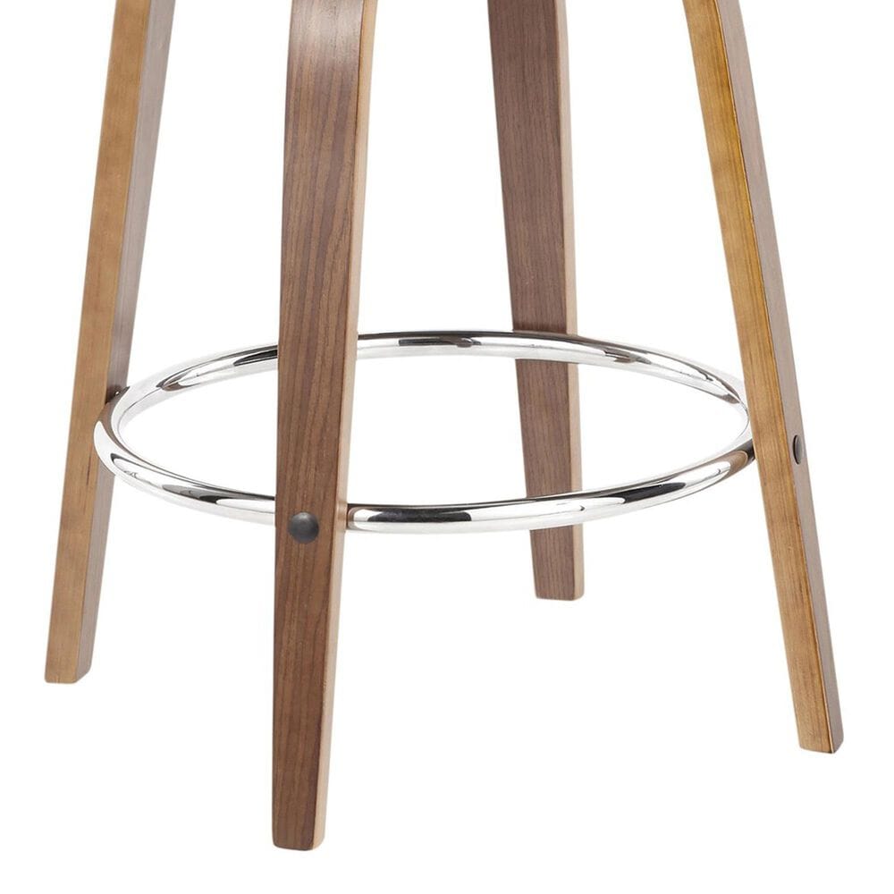 LumiSource Toriano Swivel Counter Stool with Blue Fabric Upholstery in Walnut and Chrome (Set of 2), , large