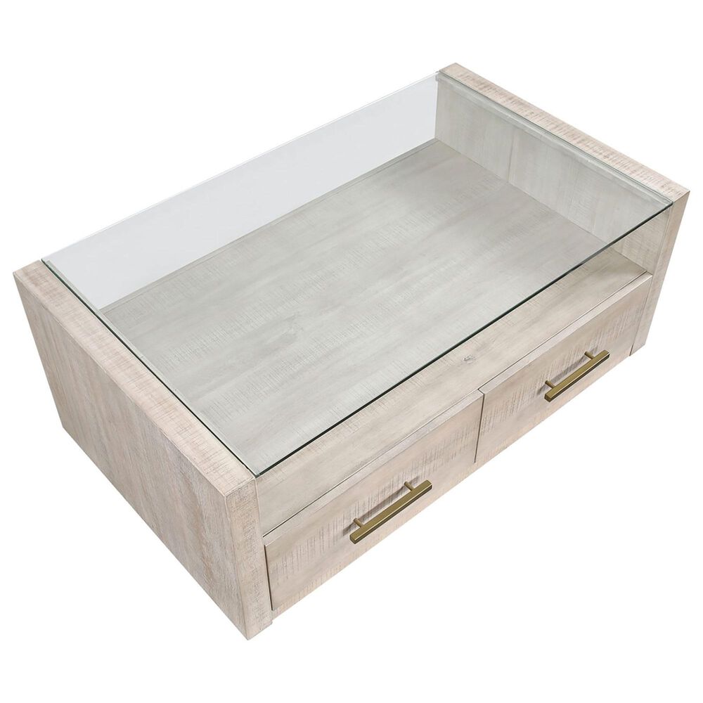 Steve Silver Garland Coffee Table in Washed Parchment and Clear, , large