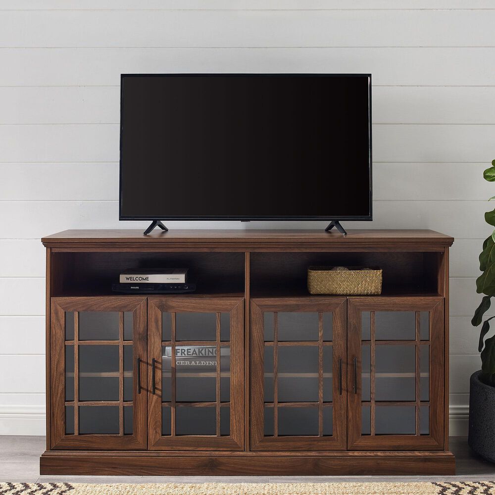 Walker Edison Hazel 58&quot; TV Stand in Dark Walnut, , large