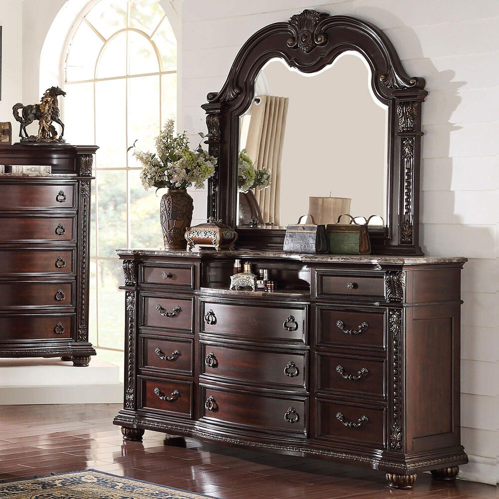Crown Mark Stanley 11-Drawer Dresser and Mirror in Rich Brown, , large