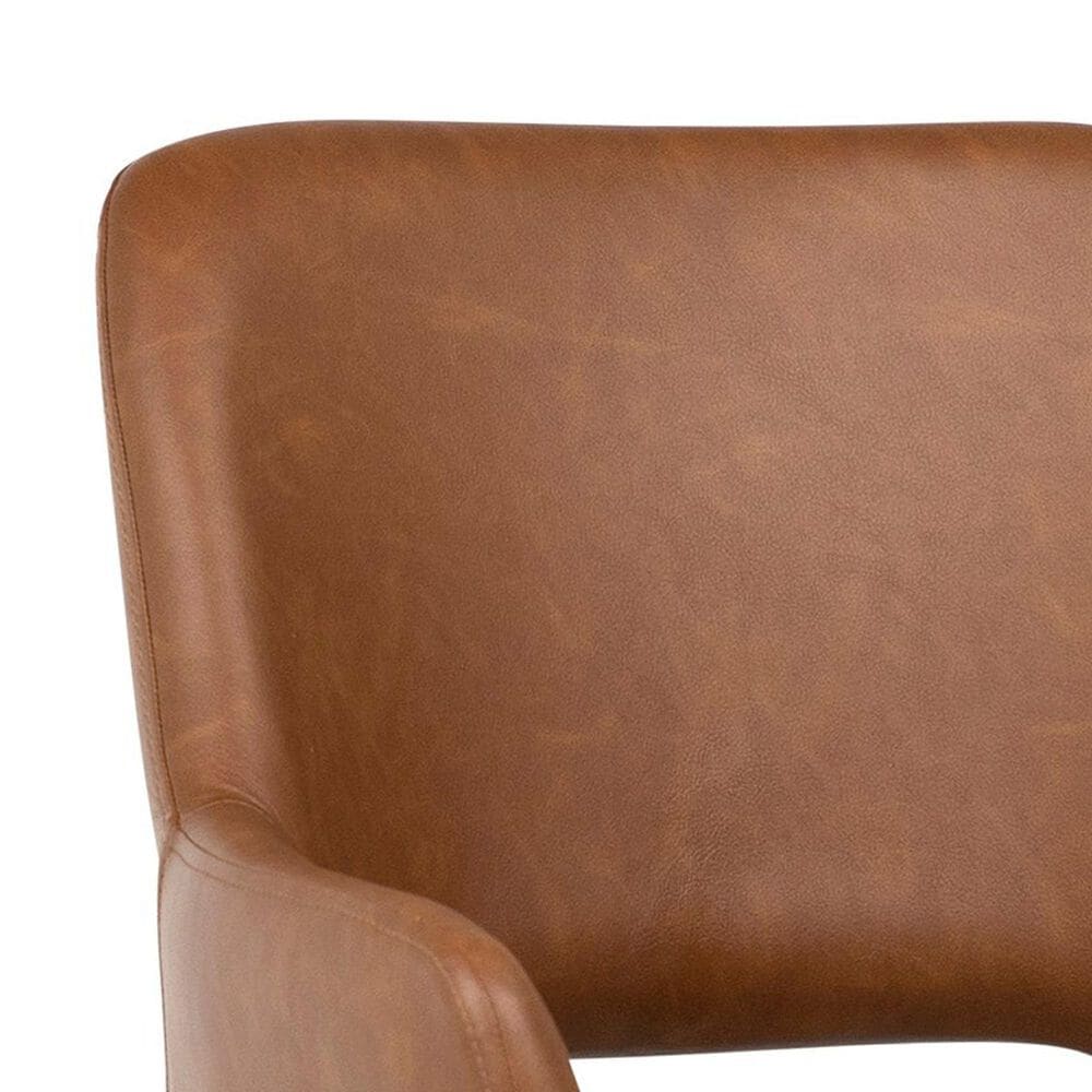 Blue Sun Designs Romano Swivel Dining Arm Chair in Brown Faux Leather, , large