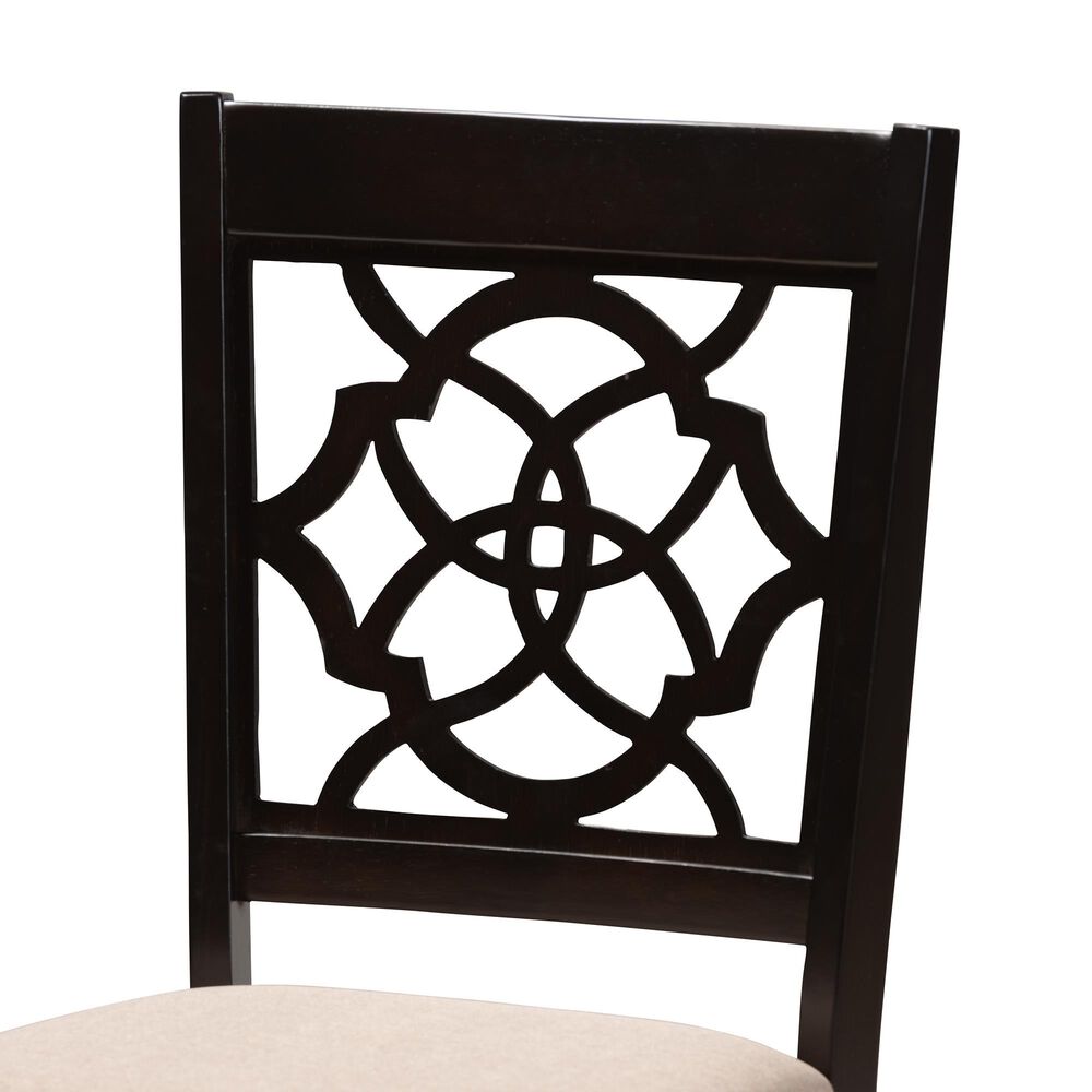 Baxton Studio Renaud Side Chair with Sand Cushion in Espresso Brown (Set of 4), , large