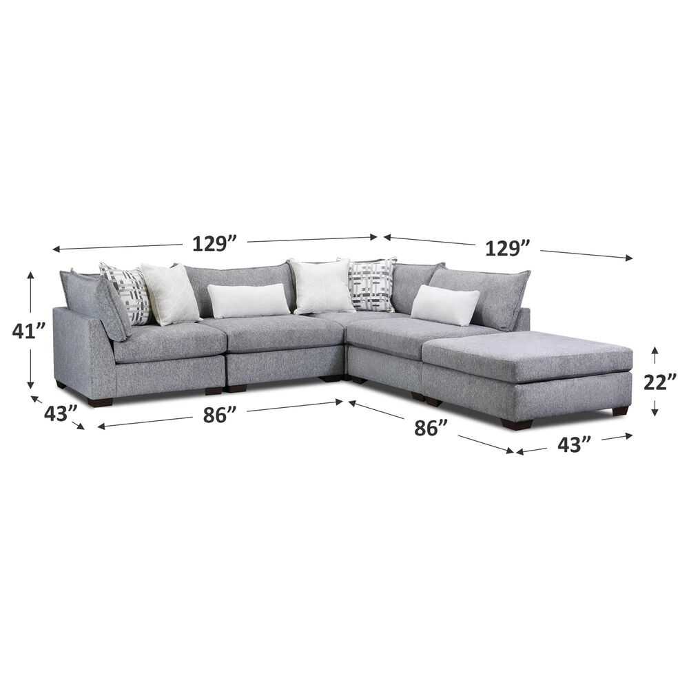 Peak Living 5-Piece Stationary Right Facing Sectional in Prospect Smoke, , large