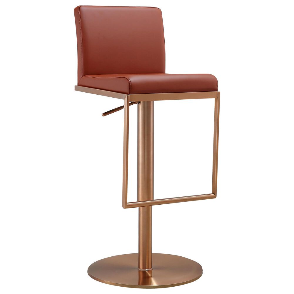 Tov Furniture Sentinel Adjustable Swivel Bar Stool in Saddle Brown, , large