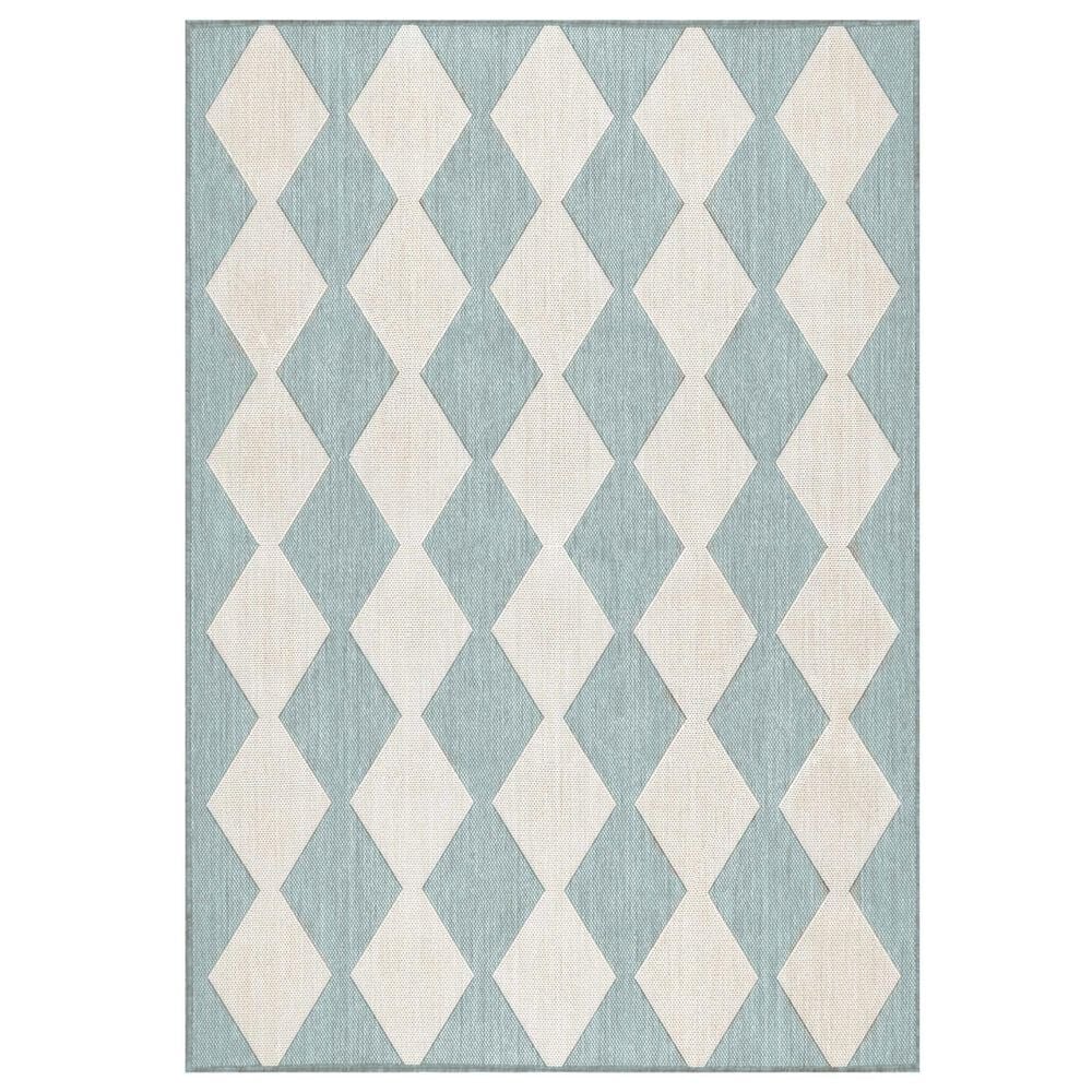 Nourison Positano Geometric Aqua 4&#39; x 6&#39; Indoor/Outdoor Area Rug, , large