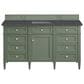 James Martin Vanities Brittany 60" Single Bathroom Vanity in Smokey Celadon with 3 cm Charcoal Soapstone Quartz Top and Rectangular Sink, , large