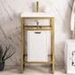 James Martin Vanities Boston 20" Single White Door Bathroom Vanity in Radiant Gold with 3 cm White Glossy Resin Countertop and Rectangular Sink, , large