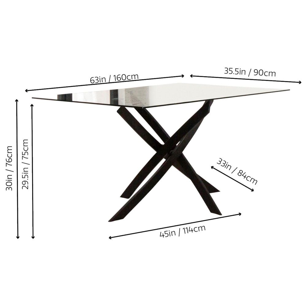 Sunset Lena 7-Piece Rectangular Dining Set in Clear and Matte Black, , large