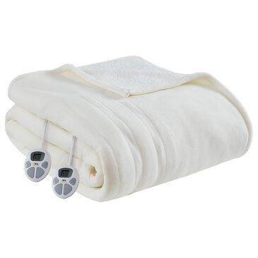 Hampton Park Fleece to Sherpa King Heated Blanket in Ivory, , large