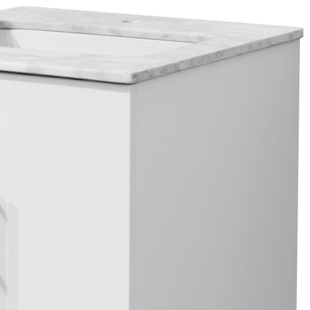 Lexora Home Geneva 24" Single Bathroom Vanity in Glossy White with 2 cm White Carrara Marble Top and Rectangular Sink, , large
