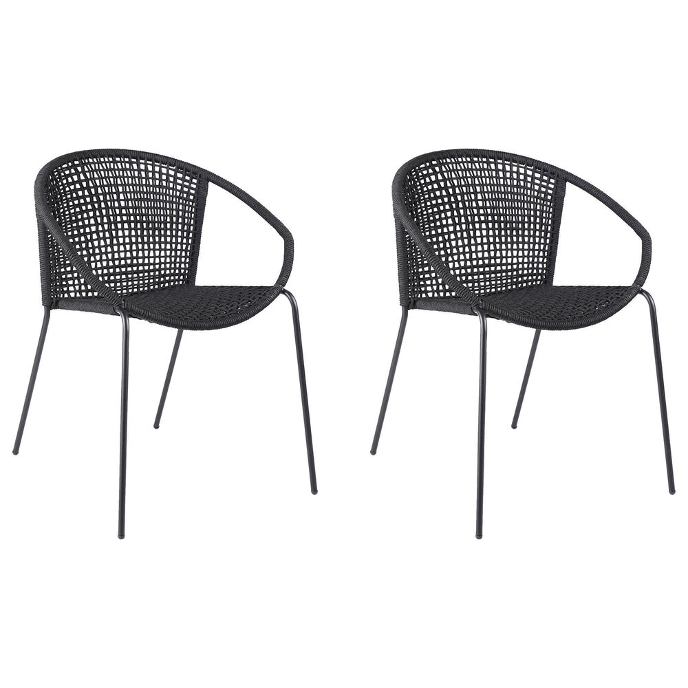 Blue River Snack Outdoor Dining Chair with Rope Seat in Black (Set of 2), , large