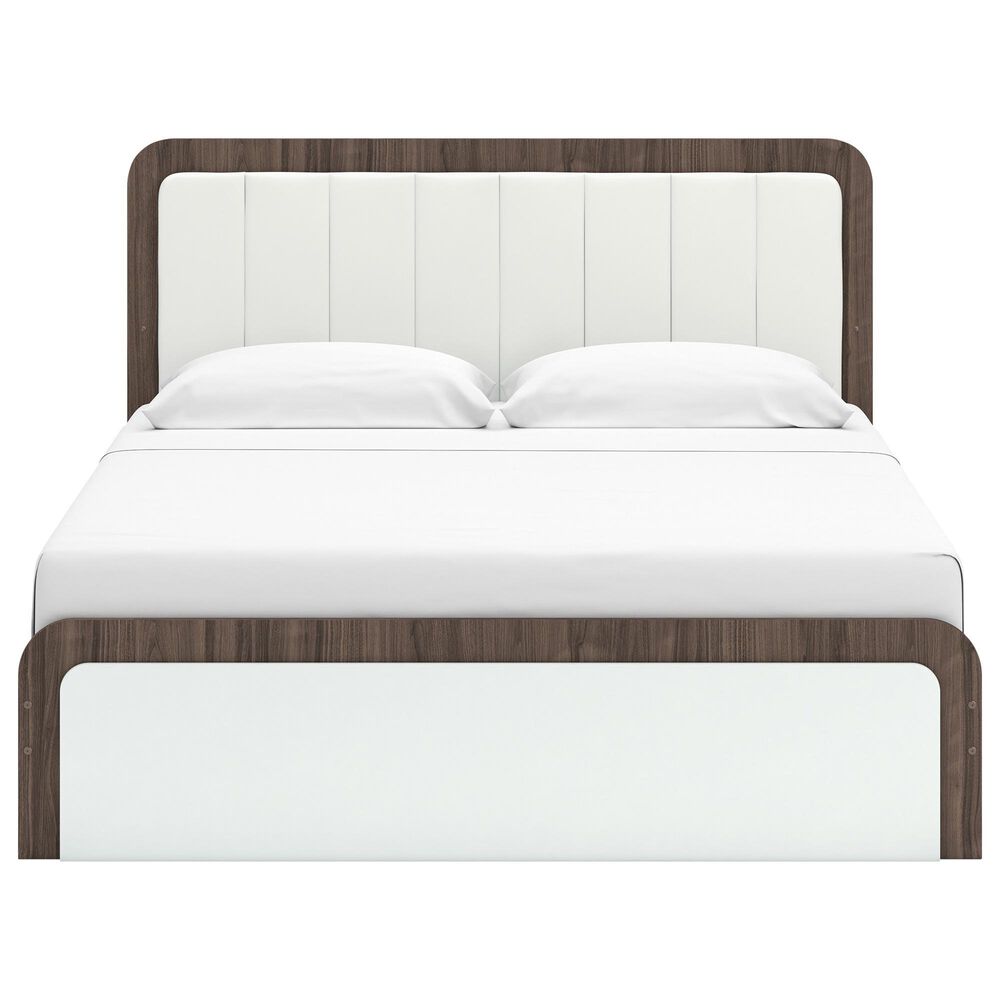 Ashley Kendanport King Platform Upholstered Bed in Brown and White, , large