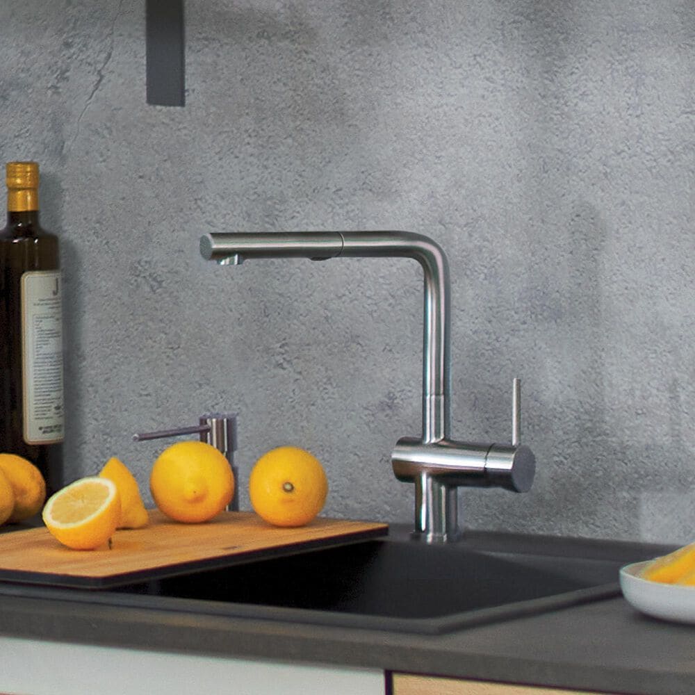 Blanco Linus 1.5 GPM Low-Arc Pull-Out Kitchen Faucet in Stainless Steel, , large