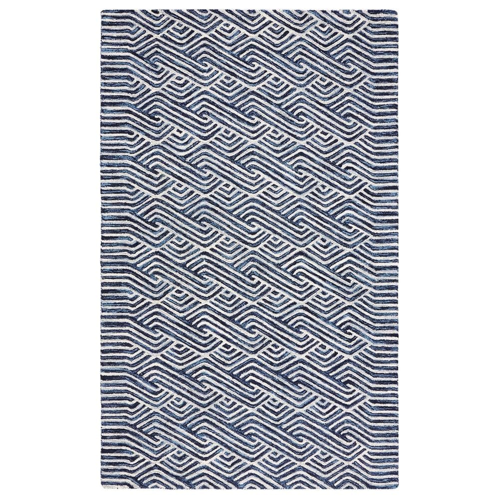 Safavieh Micro-Loop 5" x 8" Dark Blue and Ivory Area Rug, , large