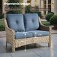 HOMLUX Outdoor Rattan Loveseat with Ergonomic Backrest in Denim Blue, , large