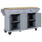 HOMLUX Kitchen Island with Rubber wood Countertop in Grey, , large